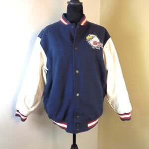 Steve & Barry's Letterman Style Jacket Faux Leather USA Patriotic Men's SZ S/M